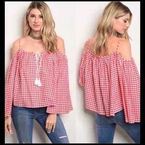 NWT Red and White Small Gingham Checkered Shirt